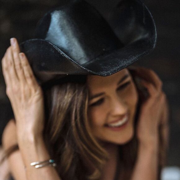 Western PBR Black Cowboy Hat Women’s Cattleman Style Large - Picture 8 of 8